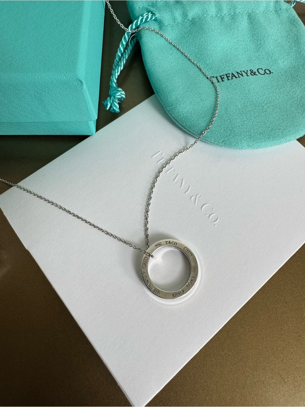 Tiffany & Co. Sterling Silver Circle Pendant Necklace .
